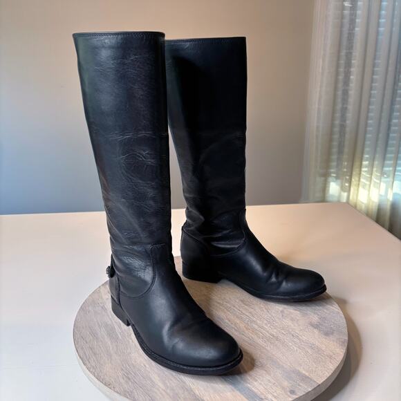 Frye Melissa Tall Black Leather Riding Boots Women’s Size 6.5 Equestrian Style - Picture 1 of 12